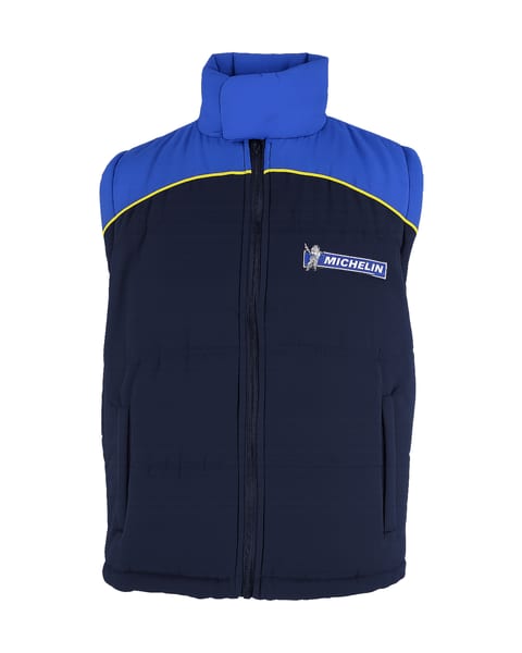 Marineblauwe bodywarmer met blauwe schouders