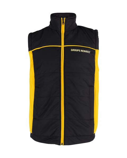 Zwarte bodywarmer met gele accenten