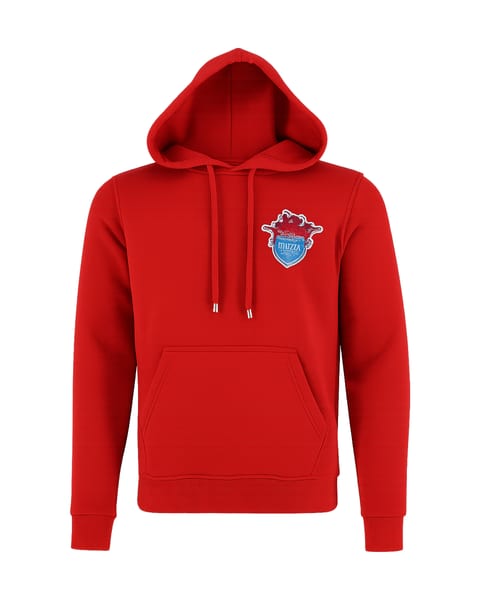 Rode hoodie met kap en buikzak