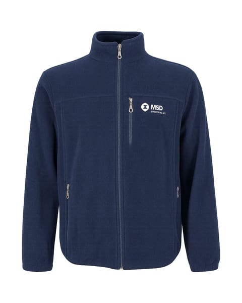 Marineblauwe fleecejas met rits