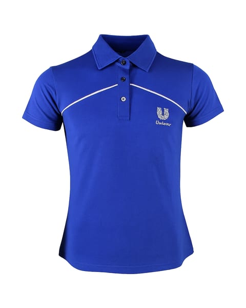 Blauwe polo met kraag en knopen