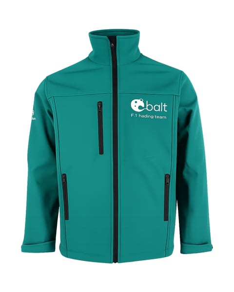 Groene softshell jas met rits en opstaande kraag