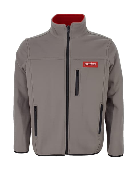 Grijze softshell jas met rits en opstaande kraag