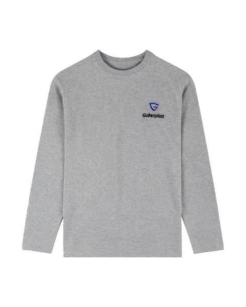 Grijs gemêleerde sweater met ronde hals